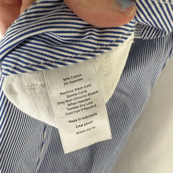 New Talbots Wide Crop Pants Women's 4 Blue Striped Mid Rise Cotton Blend Pockets - Picture 8 of 12